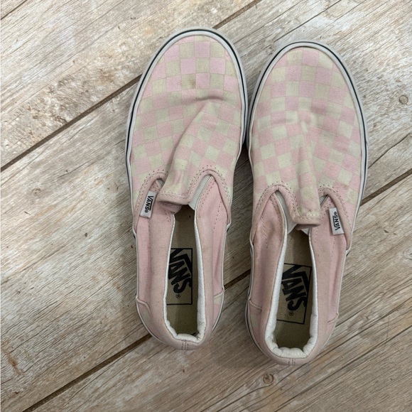Vans Shoes - Women’s Vans Pink and Cream Checkerboard Slip-On Sneakers
